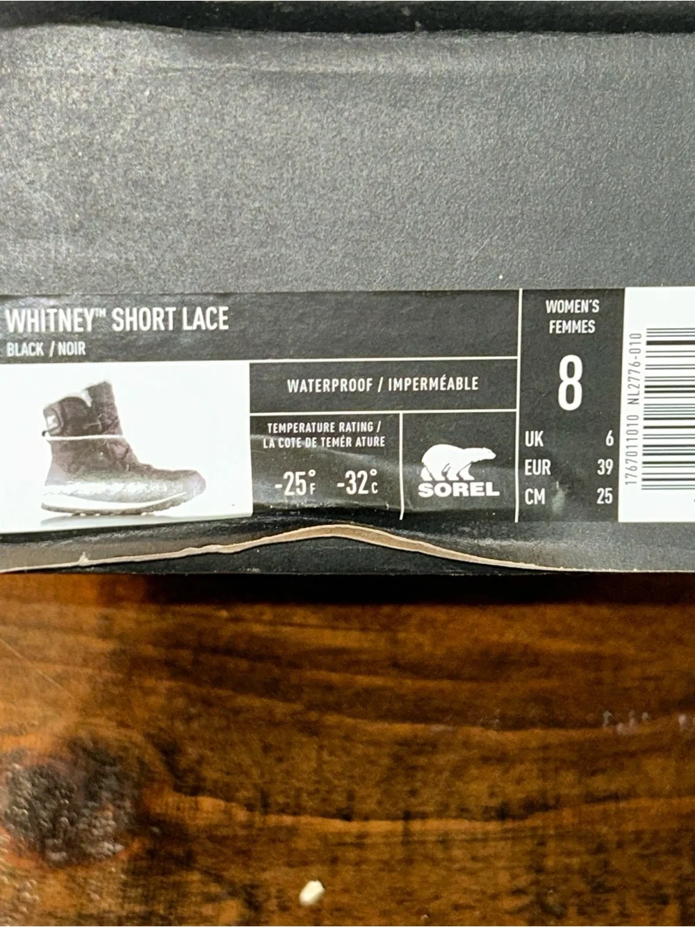 NEW Sorel Women's Whitney Short Lace II Boots Black Size 8 NIB